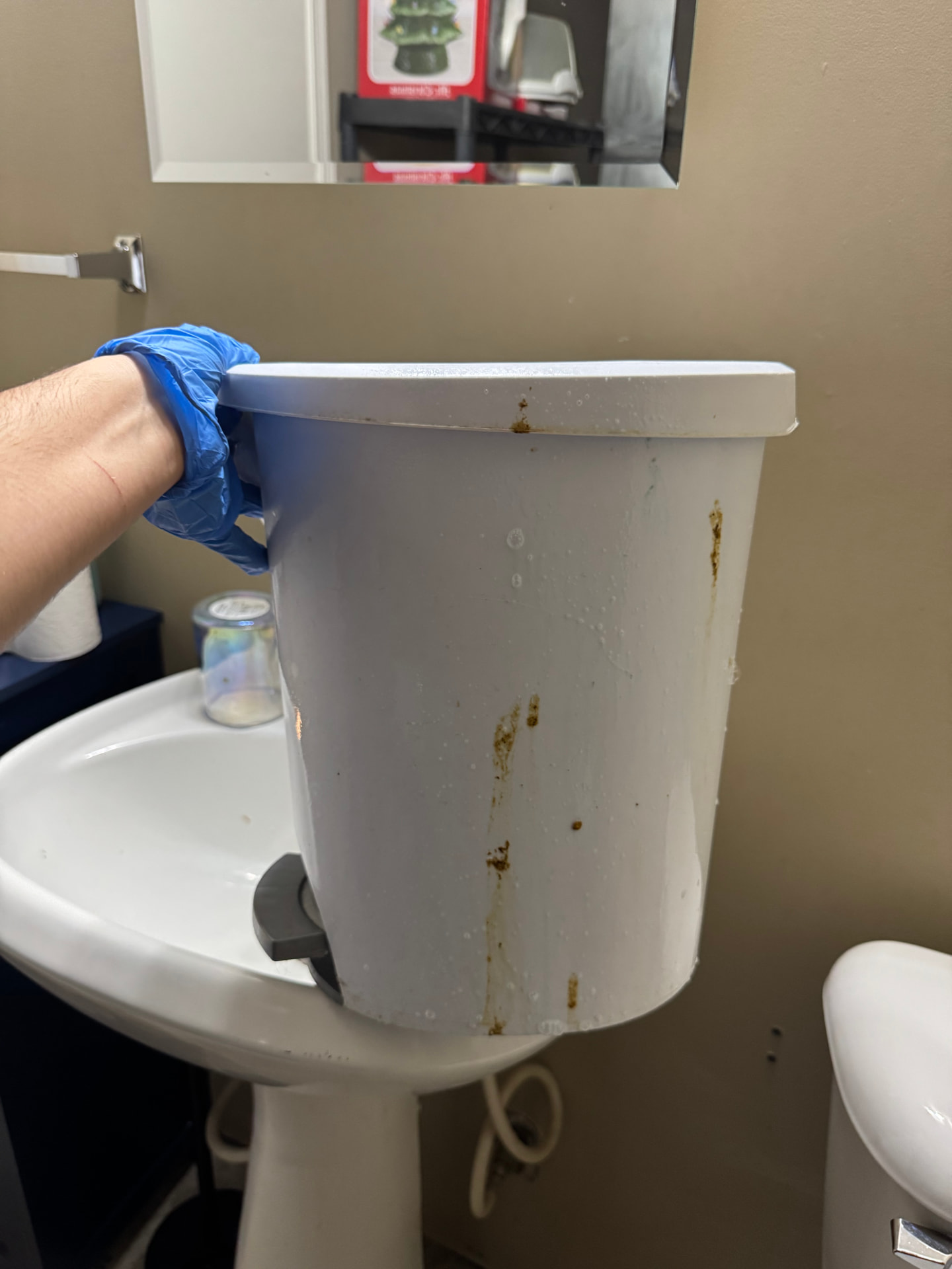 Before cleaning: Outdoor trash bin